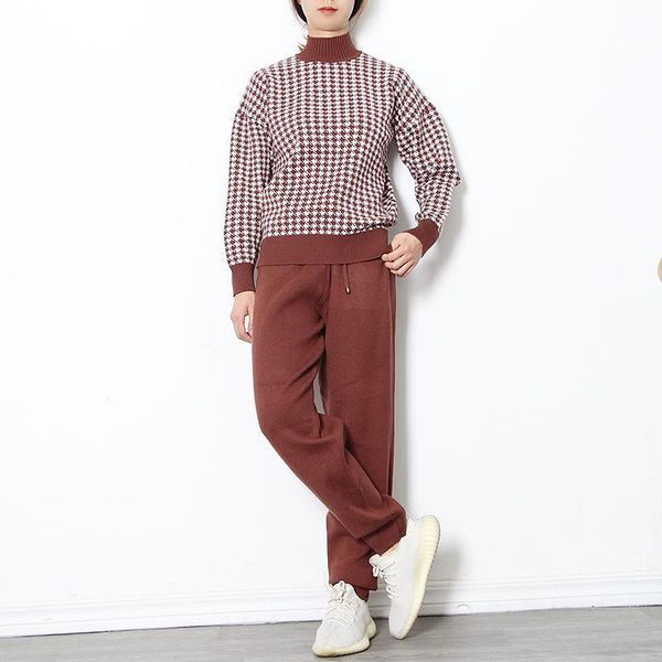 houndstooth knit women sweater costume thick turtleneck winter oversized casual loose pullover sweaters 2 pieces sets, White
houndstooth knit women sweater costume thick turtleneck winter oversized casual loose pullover sweaters 2 pieces sets, White