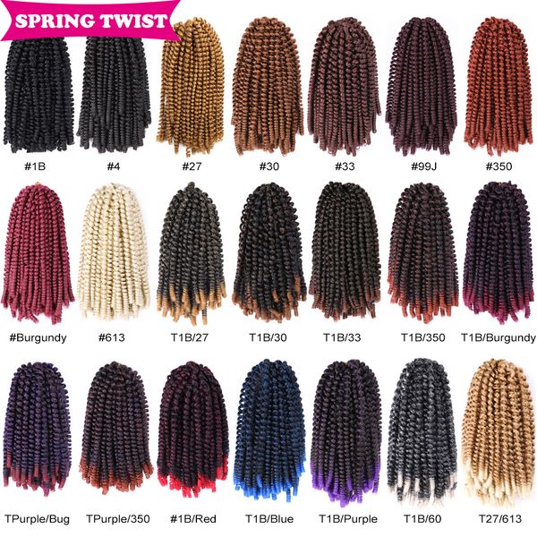 8" ombre spring twist hair crochet braids passion twist synthetic crochet hair extension 30roots bomb twist, Black
8" ombre spring twist hair crochet braids passion twist synthetic crochet hair extension 30roots bomb twist, Black