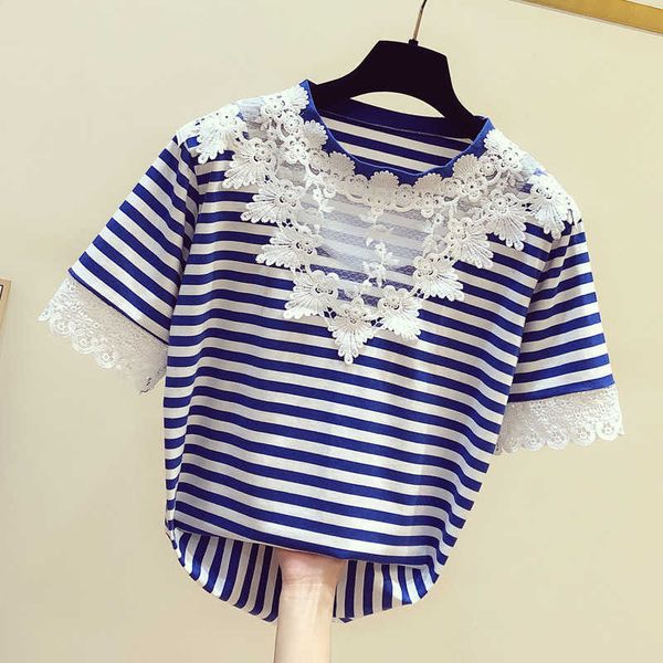 superaen summer sweet lace patchwork o neck striped t-shirt women casual 210615, White
superaen summer sweet lace patchwork o neck striped t-shirt women casual 210615, White