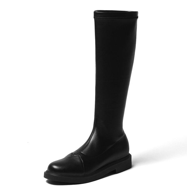 thick-round soled-toe square foot high-tube heel stretch inner strengthening sleeve knee-length boots women's shoes uxjn, Black 
thick-round soled-toe square foot high-tube heel stretch inner strengthening sleeve knee-length boots women's shoes uxjn, Black