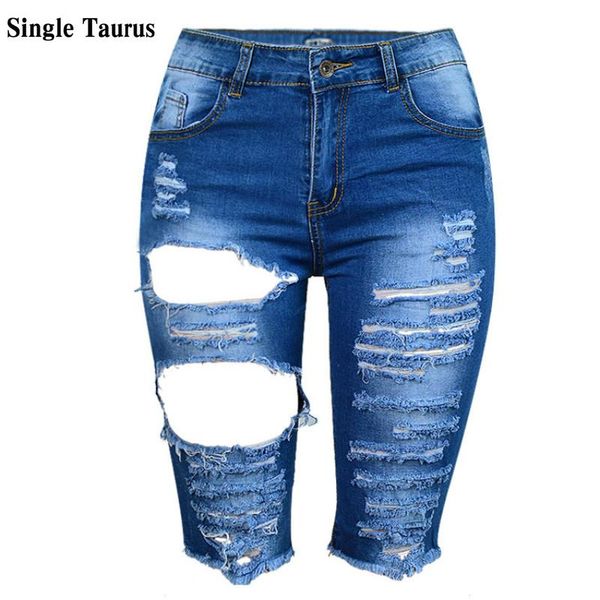2021 summer female high waist ripped jeans knee length midi pencil denim pants bleached vaqueros mujer plus size pantalon, Blue
2021 summer female high waist ripped jeans knee length midi pencil denim pants bleached vaqueros mujer plus size pantalon, Blue