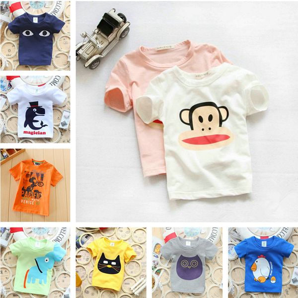 short boy summer t-shirt children's girl cotton cartoon half sleeve baby's clothes, Black;white
short boy summer t-shirt children's girl cotton cartoon half sleeve baby's clothes, Black;white