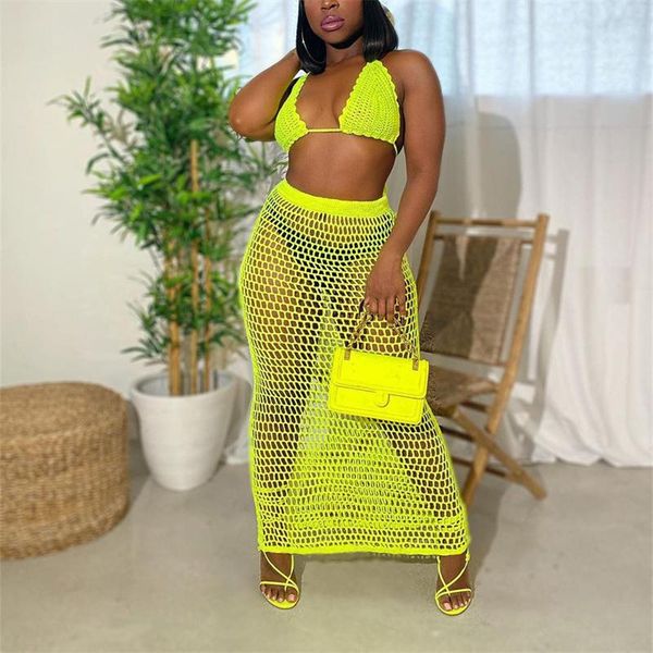 women's swimwear hirigin bikini cover ups crochet knitted women set beach fishnet hollow out v-neck halter bra high waist long skirts, White;black
women's swimwear hirigin bikini cover ups crochet knitted women set beach fishnet hollow out v-neck halter bra high waist long skirts, White;black