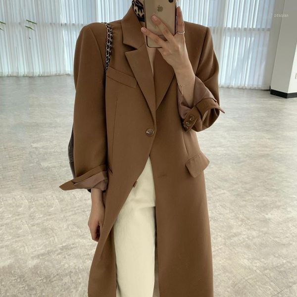 women's trench coats women jacket 2021 autumn korean chic elegant temperament lapel design two-button loose long sleeve mid-length blaz, Tan;black
women's trench coats women jacket 2021 autumn korean chic elegant temperament lapel design two-button loose long sleeve mid-length blaz, Tan;black