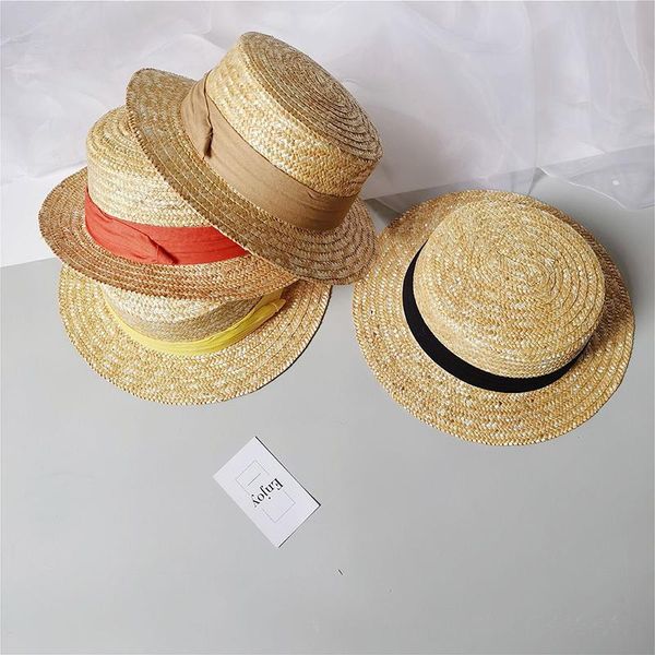 wide brim hats spring and summer flat-woven baby straw hat sunshade plain elegant wheat children's, Blue;gray
wide brim hats spring and summer flat-woven baby straw hat sunshade plain elegant wheat children's, Blue;gray