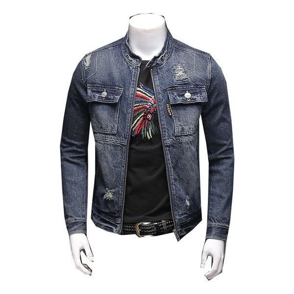 men's jackets brand bonjean biker denim men vintage blue hole zippers coat fashion slim fit drop, Black;brown
men's jackets brand bonjean biker denim men vintage blue hole zippers coat fashion slim fit drop, Black;brown