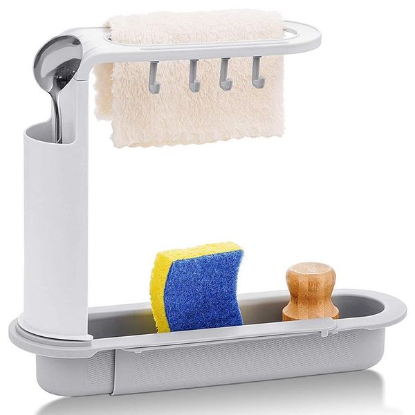 kitchen storage & organization sink rack holder, expandable caddy organizer sponge plastic