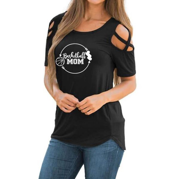 women's t-shirt basketball mom circle graphic print tshirt for female mother day gift cross off shoulder casual women femme, White
women's t-shirt basketball mom circle graphic print tshirt for female mother day gift cross off shoulder casual women femme, White