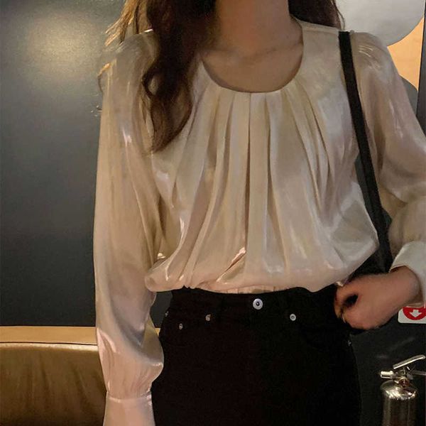 women's knits & tees o-neck loose korean blouse women long sleeve sweet shirts pleated spring elegant office lady gentle shin, White
women's knits & tees o-neck loose korean blouse women long sleeve sweet shirts pleated spring elegant office lady gentle shin, White