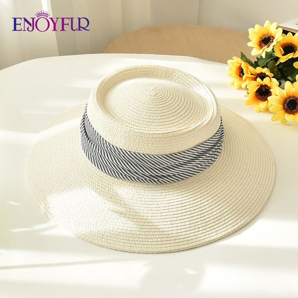 enjoyfur women summer sun hats wide brim straw beach hat female fashion panama hat uv sun protection travel cap chapeu feminino 210311, Blue;gray
enjoyfur women summer sun hats wide brim straw beach hat female fashion panama hat uv sun protection travel cap chapeu feminino 210311, Blue;gray