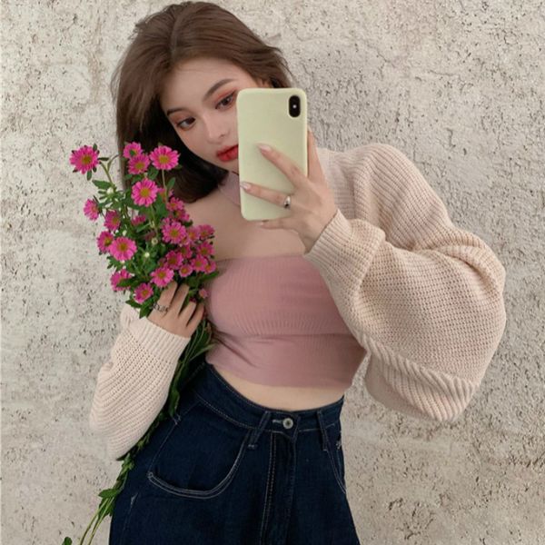 2021 gentle style short long-sleeved knitted cardigan women's autumn new apricot color lazy loose sweater coat 0fqq, White;black
2021 gentle style short long-sleeved knitted cardigan women's autumn new apricot color lazy loose sweater coat 0fqq, White;black