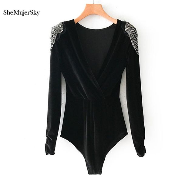 women's jumpsuits & rompers shemujersky women bodysuits beading elegant jumpsuit black velvet bodysuit long sleeve ladies, Black;white
women's jumpsuits & rompers shemujersky women bodysuits beading elegant jumpsuit black velvet bodysuit long sleeve ladies, Black;white