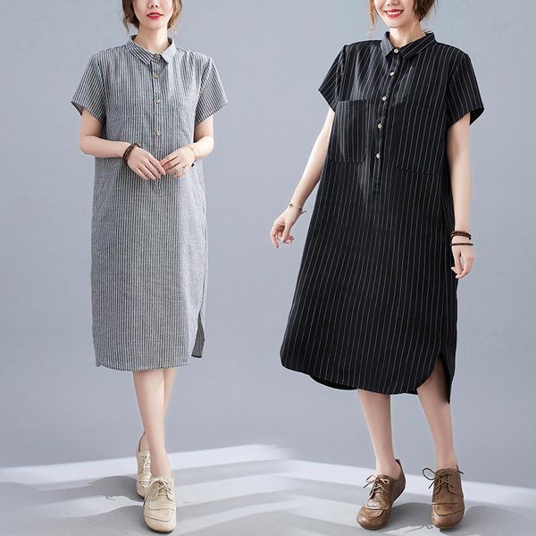 women's jeans summer large size dress fat mm loose thin korean women's stripe print age reducing long linen shirt skirt, Blue
women's jeans summer large size dress fat mm loose thin korean women's stripe print age reducing long linen shirt skirt, Blue