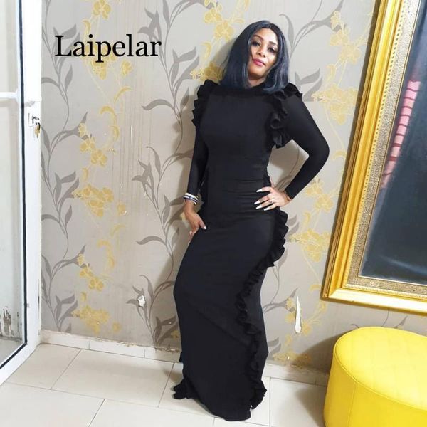 casual dresses elegant ruffle trim long maxi dress woman autumn winter o-neck sleeve slim solid bodycon party club vestidos, Black;gray
casual dresses elegant ruffle trim long maxi dress woman autumn winter o-neck sleeve slim solid bodycon party club vestidos, Black;gray