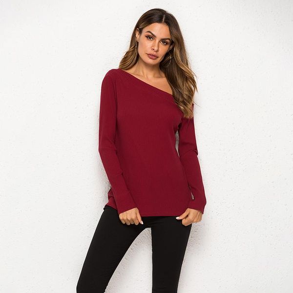 women's t-shirt women solid color female casual spring summer long sleeve fashion off shoulder skew collar ladies t shirt, White
women's t-shirt women solid color female casual spring summer long sleeve fashion off shoulder skew collar ladies t shirt, White