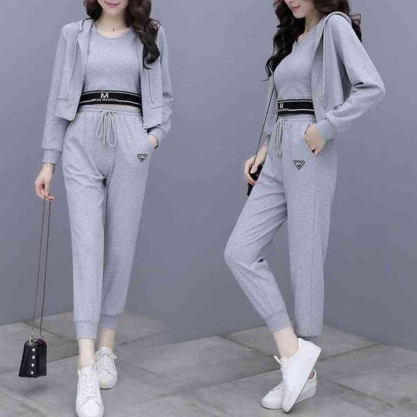 sports and leisure sweater suit spring 2021 new women's fashion age reduction foreign temperament professional three piece pants, Gray
sports and leisure sweater suit spring 2021 new women's fashion age reduction foreign temperament professional three piece pants, Gray