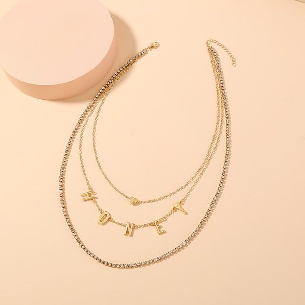 chokers women shiny rhinestones honey letters clavicle chain multilayer necklace simplicity metal heart female retro, Golden;silver
chokers women shiny rhinestones honey letters clavicle chain multilayer necklace simplicity metal heart female retro, Golden;silver