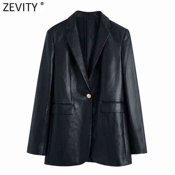 zevity women fashion single metal button faux leather suits coat female chic long sleeve pu outwear blazer jackets ct782 211118, Black
zevity women fashion single metal button faux leather suits coat female chic long sleeve pu outwear blazer jackets ct782 211118, Black