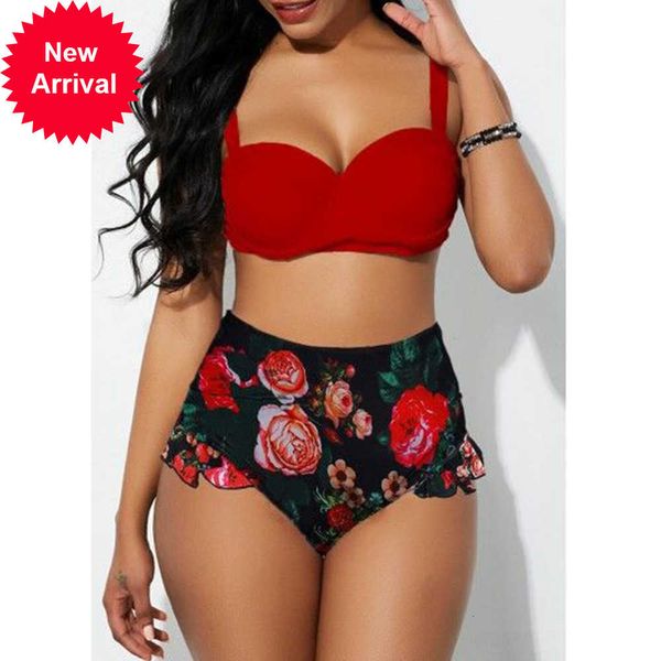 high waist plus size swimwear women push up swimsuit solid print bottoms bikini set bathing suits beach wear, White;black
high waist plus size swimwear women push up swimsuit solid print bottoms bikini set bathing suits beach wear, White;black