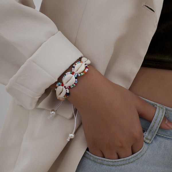 versatile accessories color contrast rice beads hand bohemian simple shell adjustable bracelet, Silver
versatile accessories color contrast rice beads hand bohemian simple shell adjustable bracelet, Silver