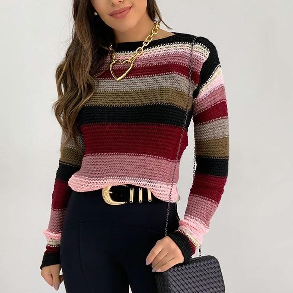 women's sweaters 2021 autumn winter striped pullover women sweater o neck slim long sleeve knitted korean woman femme jumper female, White;black
women's sweaters 2021 autumn winter striped pullover women sweater o neck slim long sleeve knitted korean woman femme jumper female, White;black