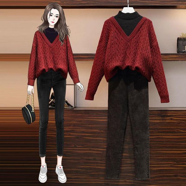 women 2021 autumn winter new fashion 2 piece sets female loose patchwork sweater ladies long slim pencil pants suits w755, White
women 2021 autumn winter new fashion 2 piece sets female loose patchwork sweater ladies long slim pencil pants suits w755, White