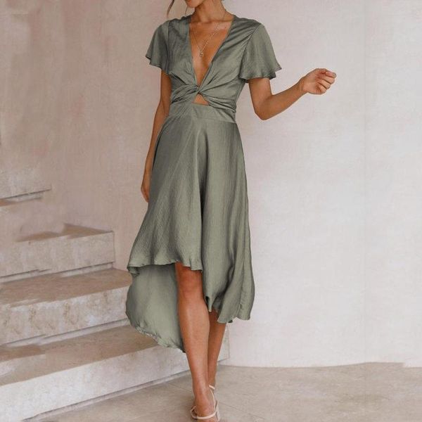 casual dresses vintage elegant dress women's short sleeves solid v-neck irregular navel fashion vestidos mujer verano 2021#40, Black;gray
casual dresses vintage elegant dress women's short sleeves solid v-neck irregular navel fashion vestidos mujer verano 2021#40, Black;gray