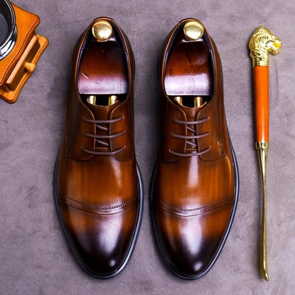 dress shoes vintage genuine leather men's comfortable oxfords round toe laces man derby flats cap platform heels office fwl229, Black
dress shoes vintage genuine leather men's comfortable oxfords round toe laces man derby flats cap platform heels office fwl229, Black