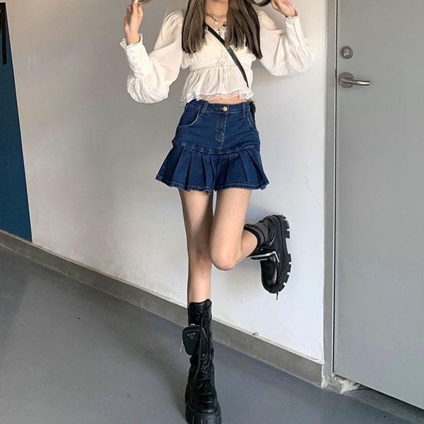 skirts summer high waist bag hip denim skirt street girl style a-line all-match thin pleated women jk trendy short, Black
skirts summer high waist bag hip denim skirt street girl style a-line all-match thin pleated women jk trendy short, Black