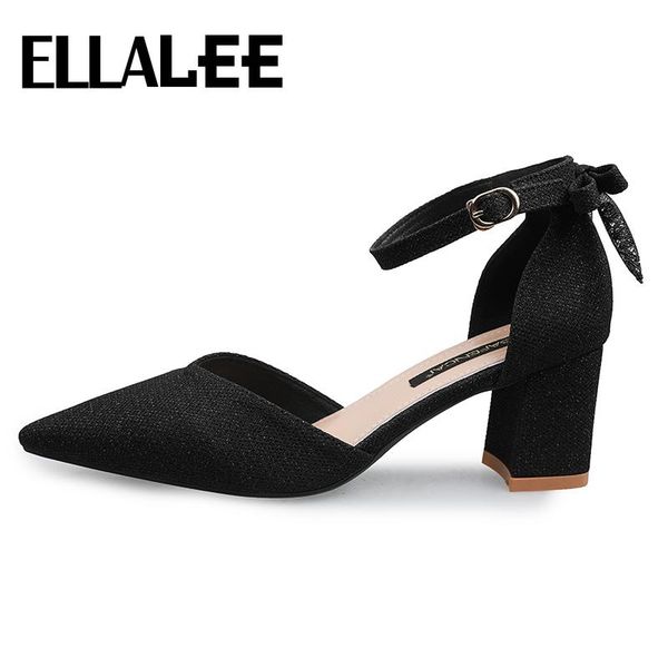 ellalee bowknot women sandals pointed toe bling buckle strap square high heel female summer elegant shoes, Black
ellalee bowknot women sandals pointed toe bling buckle strap square high heel female summer elegant shoes, Black