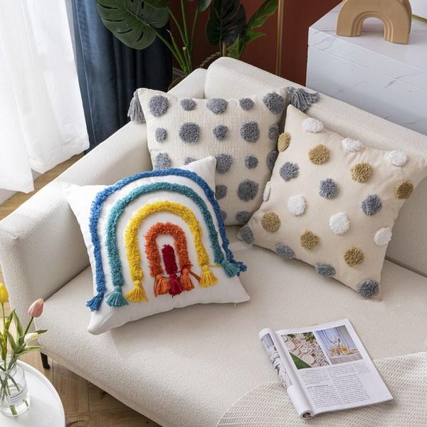 cushion/decorative pillow ethnic style sofa cushion 45x45cm tufting process three-dimensional embroidery rainbow color throw pillows decor h
cushion/decorative pillow ethnic style sofa cushion 45x45cm tufting process three-dimensional embroidery rainbow color throw pillows decor h