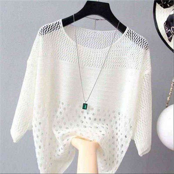 spring summer womens sweater women knitted pullovers white striped seven quarter sleeve thin sunscreen hollow out loose basic, White;black
spring summer womens sweater women knitted pullovers white striped seven quarter sleeve thin sunscreen hollow out loose basic, White;black