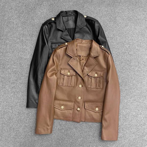 women's leather & faux spring 2021 autumn fashion genuine pockets jackets coat c109, Black
women's leather & faux spring 2021 autumn fashion genuine pockets jackets coat c109, Black