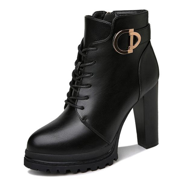 lace-up in high heels with a belt buckle british style winter shoes impermeable cross-laced platform women's boots yr7q, Black
lace-up in high heels with a belt buckle british style winter shoes impermeable cross-laced platform women's boots yr7q, Black