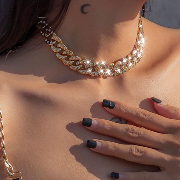 steampunk chunky cuban rhinestone necklace women's collar retro metal crystal shiny thicks clavicle chain girl jewelry, Golden;silver
steampunk chunky cuban rhinestone necklace women's collar retro metal crystal shiny thicks clavicle chain girl jewelry, Golden;silver