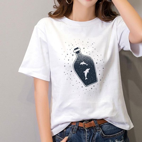 dolphins in drift bottle print t shirt women short sleeve o neck tshirt 2021 summer women tee shirt, White
dolphins in drift bottle print t shirt women short sleeve o neck tshirt 2021 summer women tee shirt, White