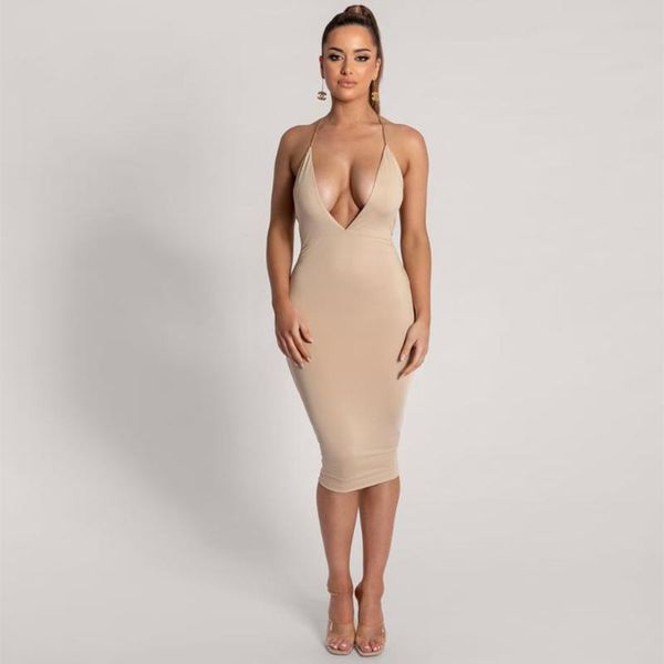 casual dresses autumn fashion halter midi bodycon birthday party night club elegant backless deep v-neck solid dress, Black;gray
casual dresses autumn fashion halter midi bodycon birthday party night club elegant backless deep v-neck solid dress, Black;gray