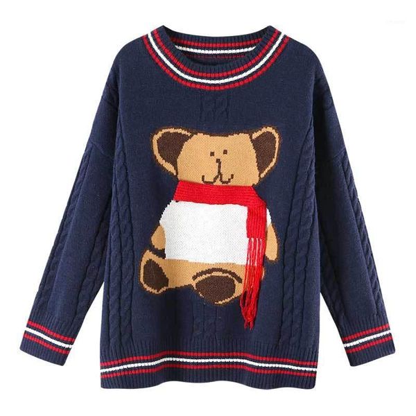 women's sweaters 2021 autumn and winter cartoon bear loose round neck fashion all match sweater female korean cocoon long sleeved sweat, White;black
women's sweaters 2021 autumn and winter cartoon bear loose round neck fashion all match sweater female korean cocoon long sleeved sweat, White;black