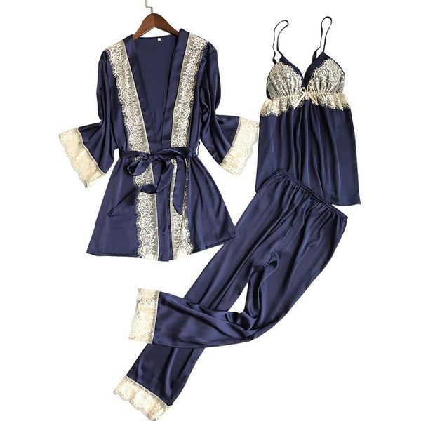 women's sleepwear arrival autumn winter silk pyjamas women lace bathrobe + pajama set 3 pcs lingerie luxury nightwear, Black;red
women's sleepwear arrival autumn winter silk pyjamas women lace bathrobe + pajama set 3 pcs lingerie luxury nightwear, Black;red