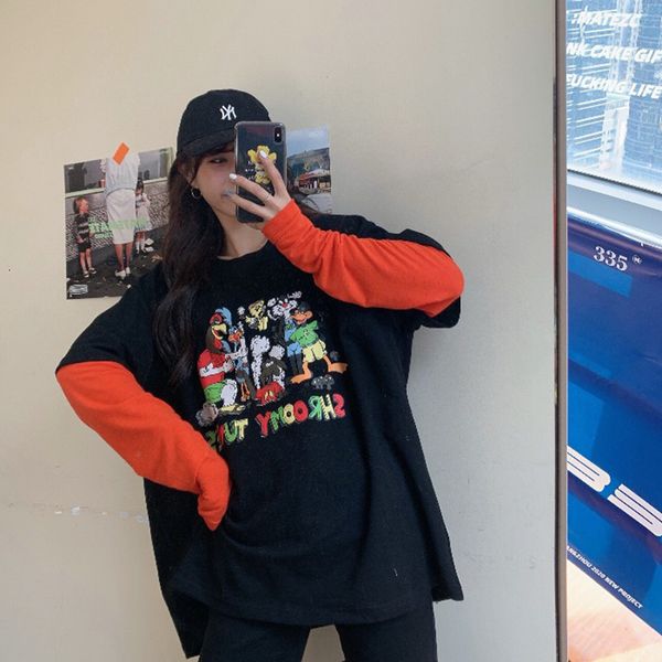 2021 spring new all-match color contrast cartoon print fake two-piece long-sleeved t-shirt female college style n8tn, White
2021 spring new all-match color contrast cartoon print fake two-piece long-sleeved t-shirt female college style n8tn, White
