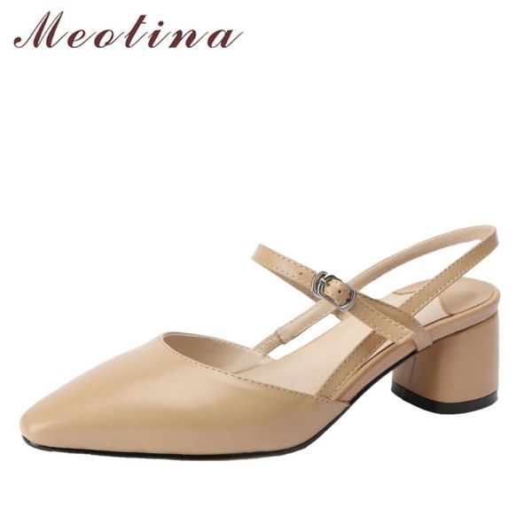 dress shoes meotina genuine leather women pumps mid high heels ladies party pointed toe slingback buckle thick heel spring, Black
dress shoes meotina genuine leather women pumps mid high heels ladies party pointed toe slingback buckle thick heel spring, Black