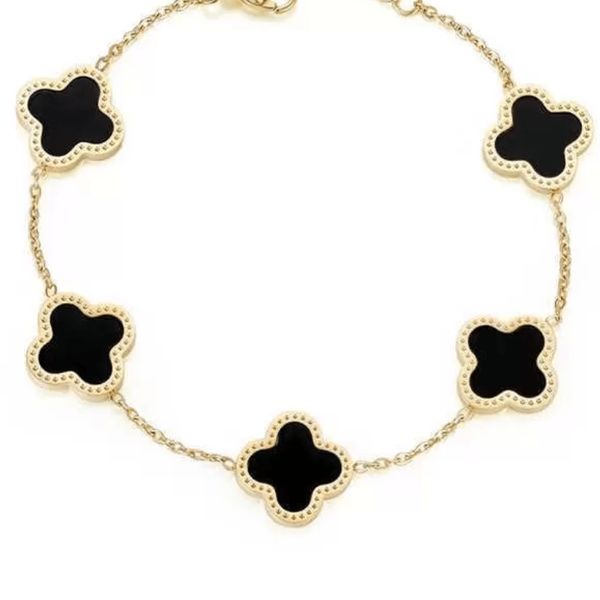 4 color four leaf chain clover bracelet lucky bangle double-sided shells jewelry golden rose silver chain fashionable lady wedding engagemen, Black
4 color four leaf chain clover bracelet lucky bangle double-sided shells jewelry golden rose silver chain fashionable lady wedding engagemen, Black