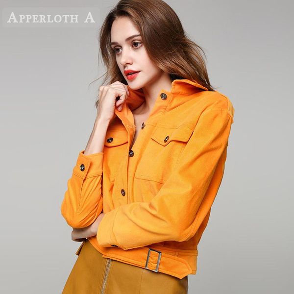 women's jackets elegant corduroy jacket women lapel single breasted yellow outwear 2021 spring female loose coats with belt streetwear, Black;brown 
women's jackets elegant corduroy jacket women lapel single breasted yellow outwear 2021 spring female loose coats with belt streetwear, Black;brown