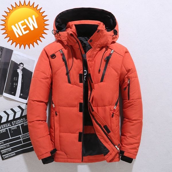 -20 degree winter parkas men down jacket puffer white duck hooded snow outdoor thick warm padded coat, Black
-20 degree winter parkas men down jacket puffer white duck hooded snow outdoor thick warm padded coat, Black
