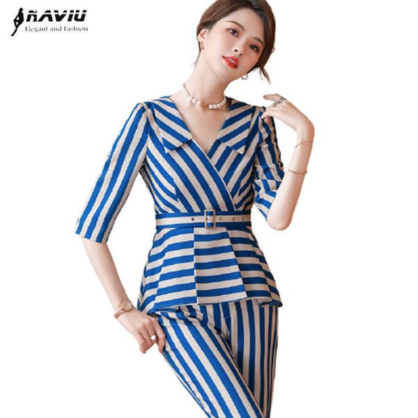 fashion stripe suit summer temperament slim half sleeve and flared pants office ladies formal work wear 210604, White
fashion stripe suit summer temperament slim half sleeve and flared pants office ladies formal work wear 210604, White