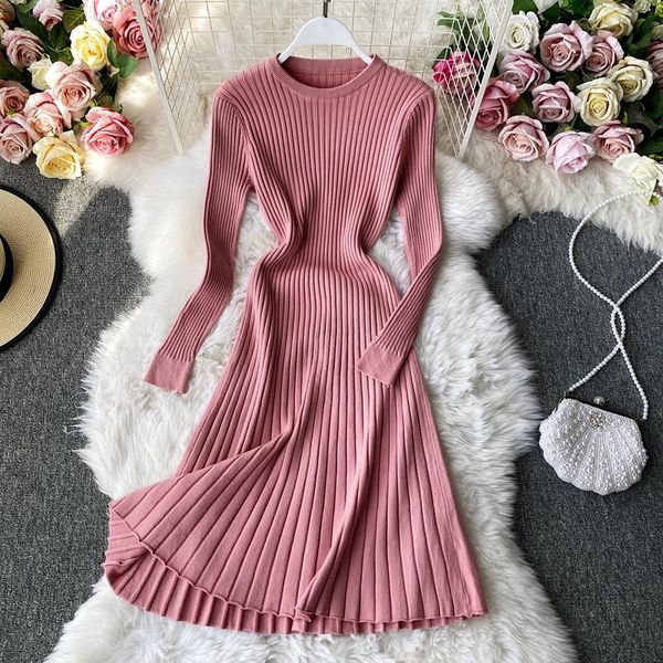 casual dresses vintage women's dress solid color o-neck long sleeve knit female high waist slim a-line maxi vestidos 2021 autumn, Black;gray
casual dresses vintage women's dress solid color o-neck long sleeve knit female high waist slim a-line maxi vestidos 2021 autumn, Black;gray
