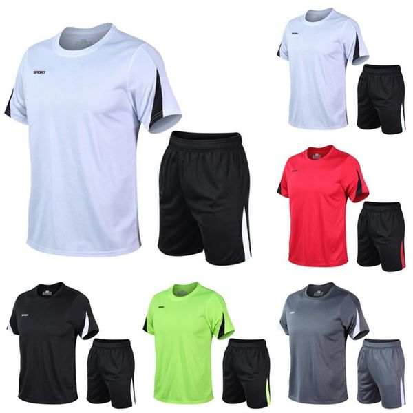 gym clothing sports suit men's summer leisure fitness quick-drying stretch short-sleeved shorts running, White;black
gym clothing sports suit men's summer leisure fitness quick-drying stretch short-sleeved shorts running, White;black