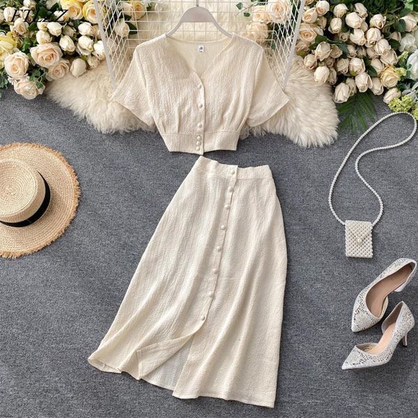 new summer women casual v neck single breasted crop high waist a-line solid color skirt two piece set, Gray
new summer women casual v neck single breasted crop high waist a-line solid color skirt two piece set, Gray