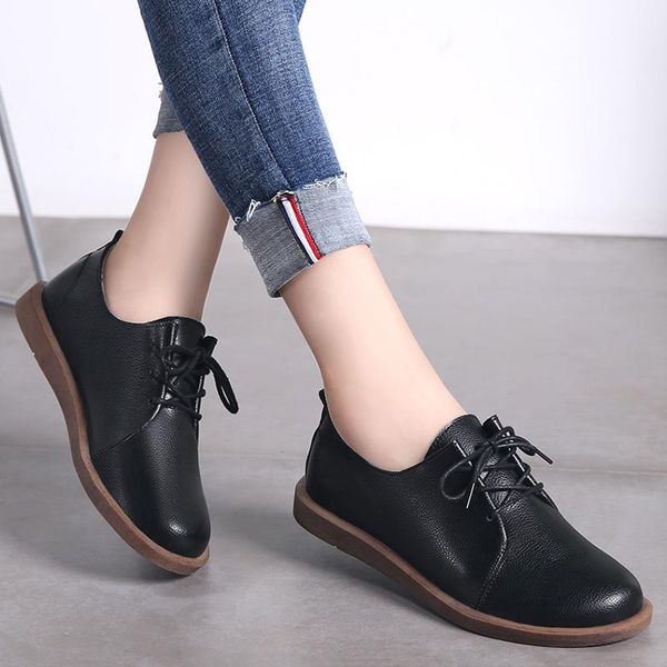 2021 women spring/autumn shoes women genuine leather casual round toe flats female lace up solid oxford shoes zapatos de mujer, Black
2021 women spring/autumn shoes women genuine leather casual round toe flats female lace up solid oxford shoes zapatos de mujer, Black