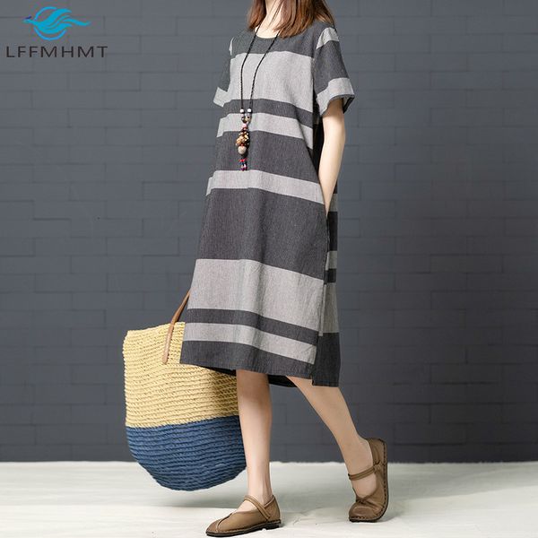 2021 new women summer fashion japan style short sleeve pockets striped patchwork office lady plus size cotton linen elegant dress krl4, Black;gray
2021 new women summer fashion japan style short sleeve pockets striped patchwork office lady plus size cotton linen elegant dress krl4, Black;gray